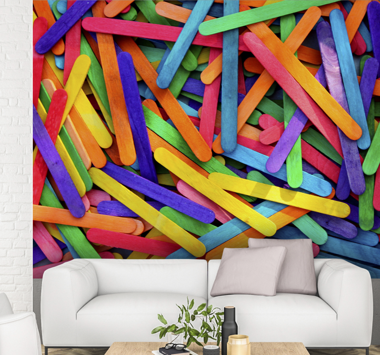 Rainbow Sticks modern wall mural wallpaper - TenStickers