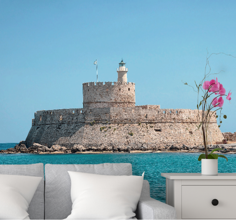 Rhodes lighthouse fortress city wall mural - TenStickers