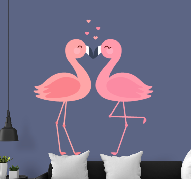 Romantic wall mural flamingos in affection - TenStickers