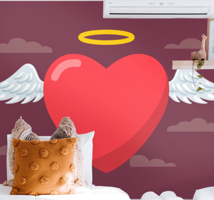 Romantic wall mural heart with wings - TenStickers