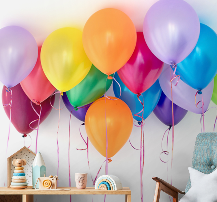 Romantic wall mural with vibrant celebration balloons - TenStickers