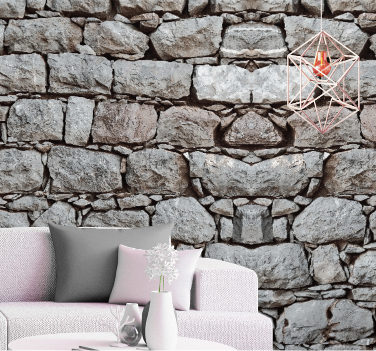 Rustick grey cement stone wall mural - TenStickers