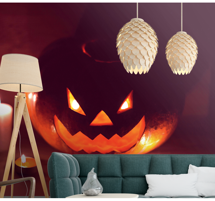Scary Pumpkin Glow wall mural halloween - TenStickers