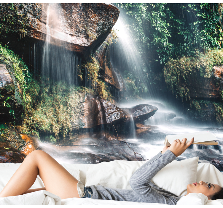 Serene Waterfall Landscape wall mural nature - TenStickers