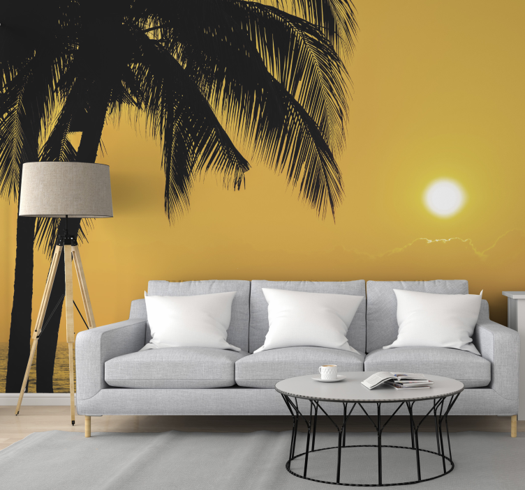 Silhouette Palm Sunset wall mural nature - TenStickers