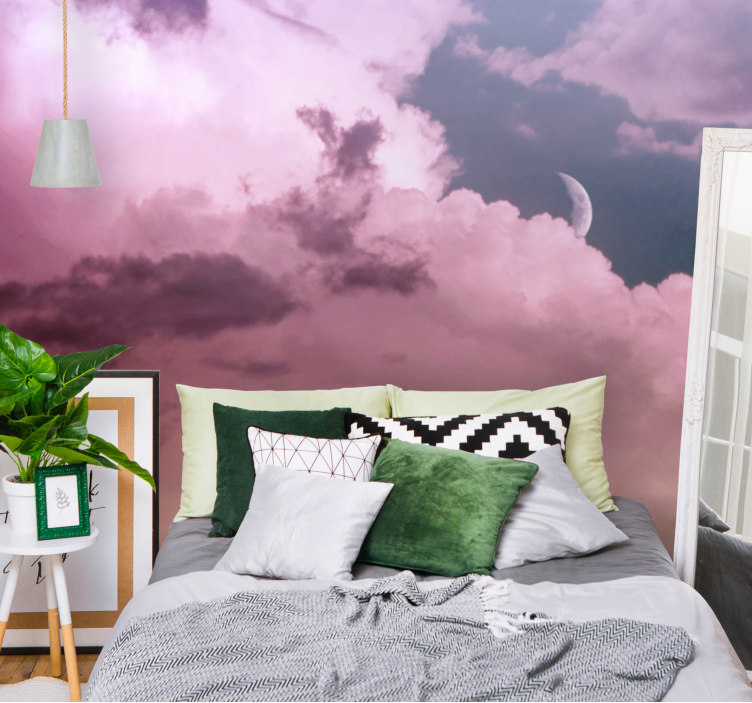 Sky wall mural cloudy moonlit sky - TenStickers