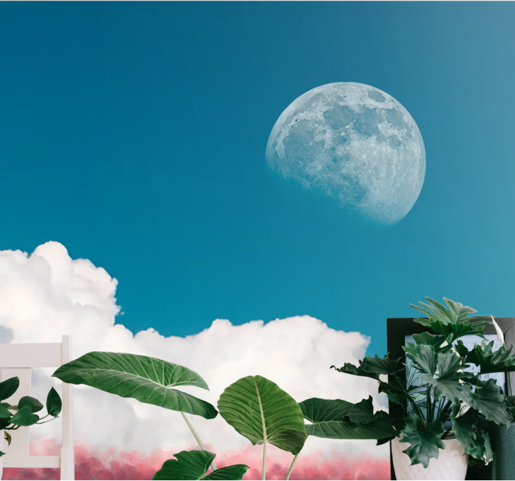 Sky wall mural lunar cloud view - TenStickers
