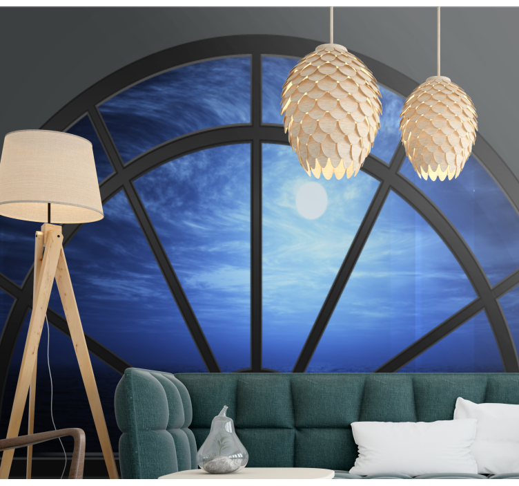 Sky wall mural moonlit ocean scene - TenStickers
