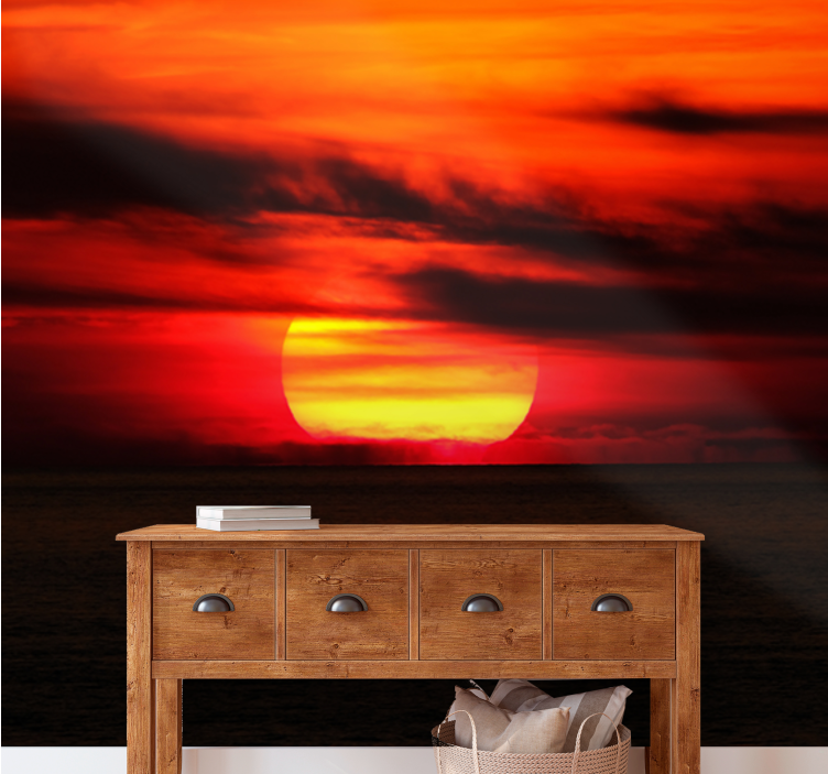 Sky wall mural vibrant sunset view - TenStickers