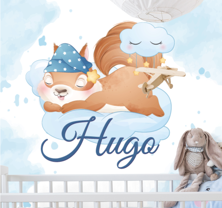 Sleepy squirrel dreams nursery wall mural - TenStickers