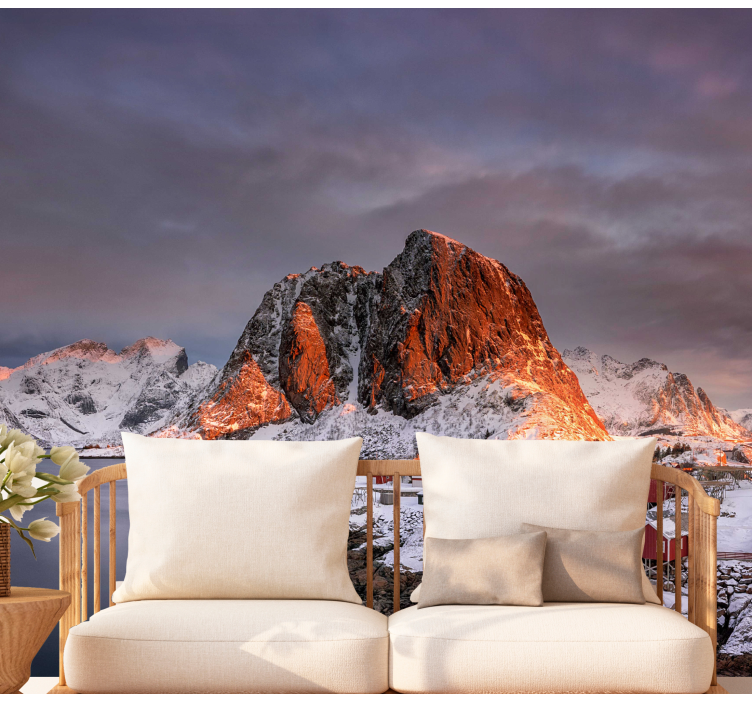 Snowy mountain dusk wall mural mountain - TenStickers