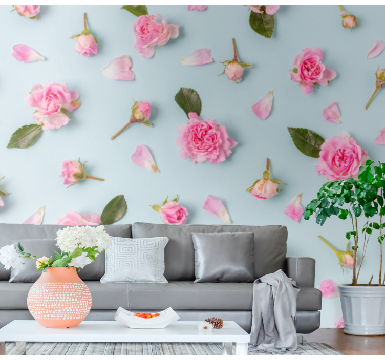 Roses glued to surface flower wall mural - TenStickers
