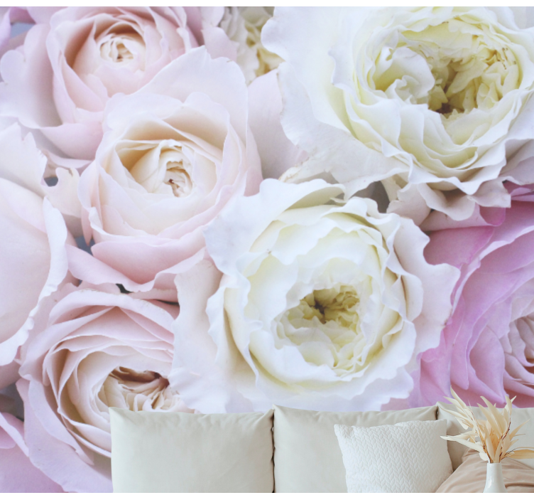 Soft Pink Shades wall mural roses - TenStickers