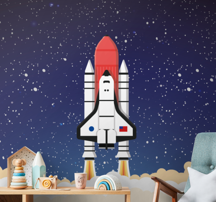 Space wall mural rocket launch journey - TenStickers