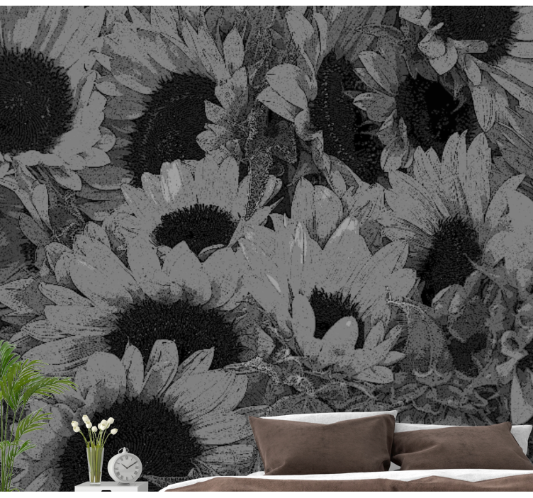 Sunflower Floral Pattern flower wall mural - TenStickers