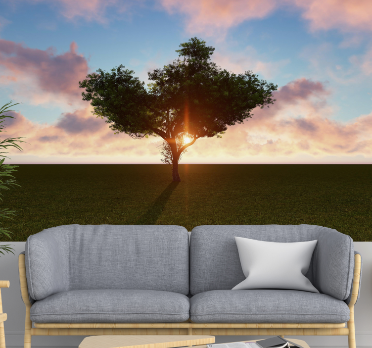 Sunlit Solitary Tree wall mural trees - TenStickers