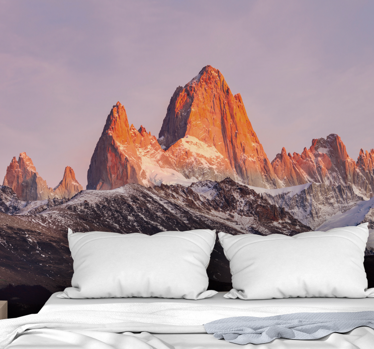 Sunset Snowy Peaks wall mural mountain - TenStickers