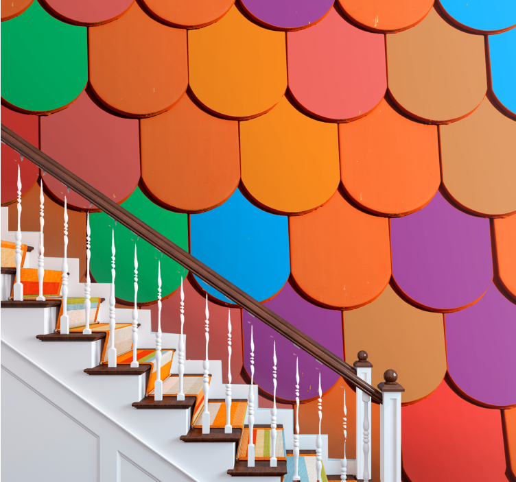 Texture wall mural colorful overlapping scales - TenStickers
