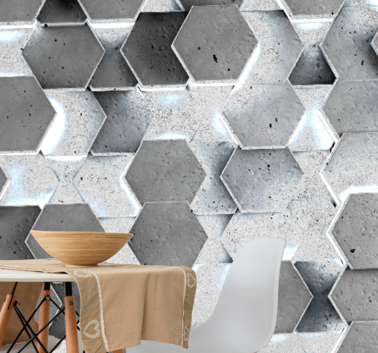 Texture wall mural hexagonal concrete design - TenStickers