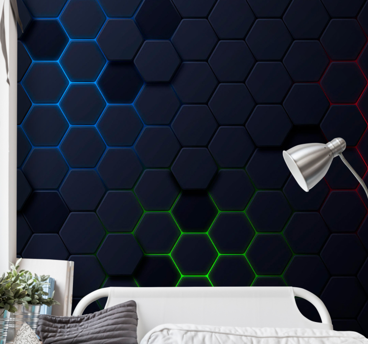 Texture wall mural in hexagonal color patterns - TenStickers