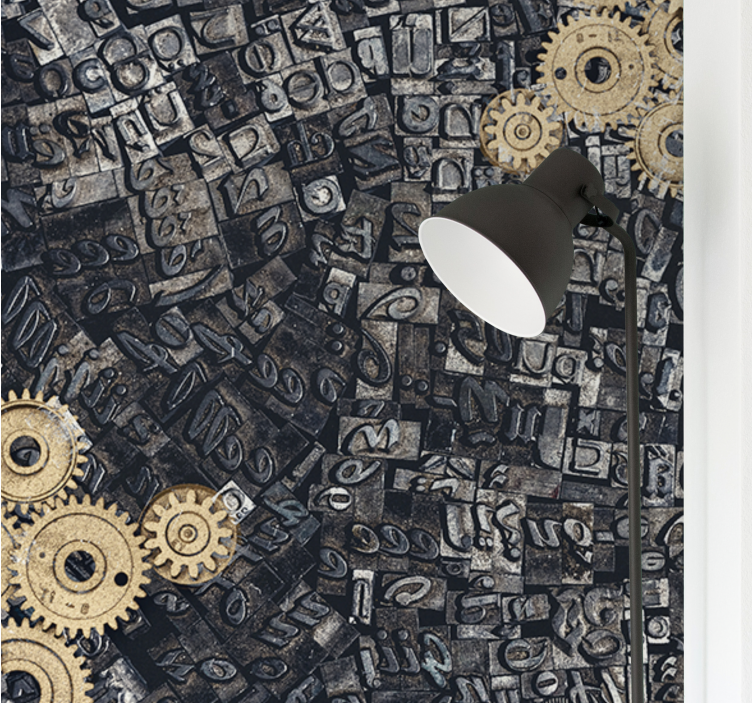 Texture wall mural with mechanical gear patterns - TenStickers