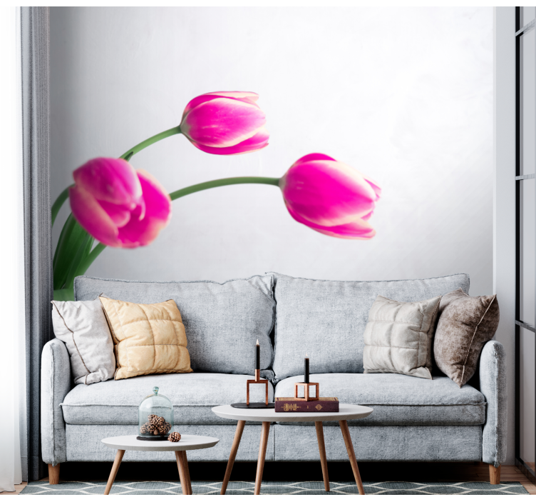 Three tulips white background wall mural - TenStickers