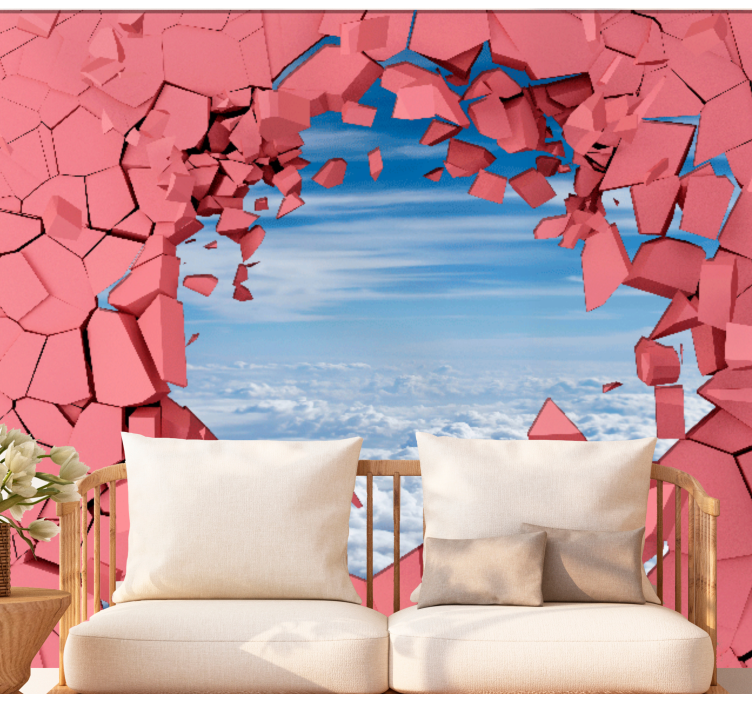 Wall mural 3d breaking through barriers - TenStickers
