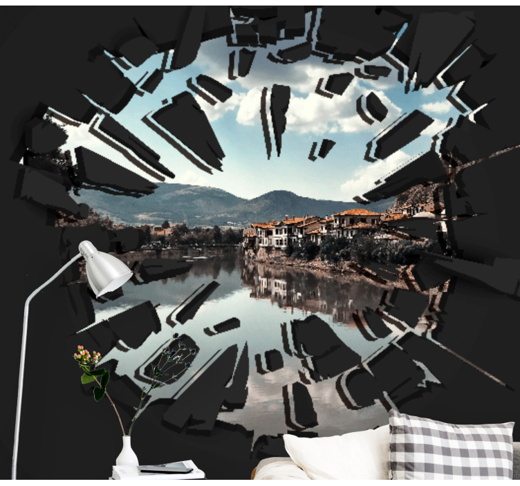 Wall mural 3d breaking through perspective - TenStickers