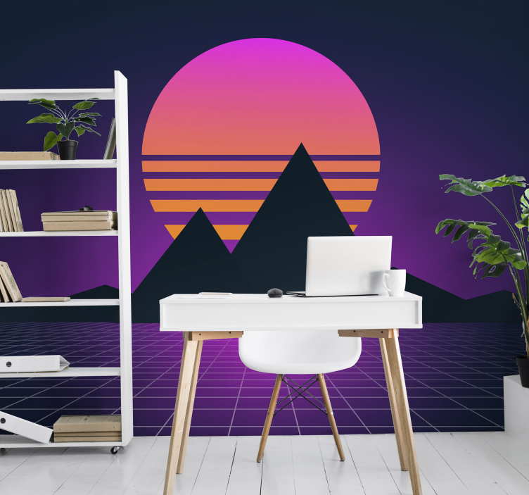 Wall mural 3d geometric sunset scene - TenStickers