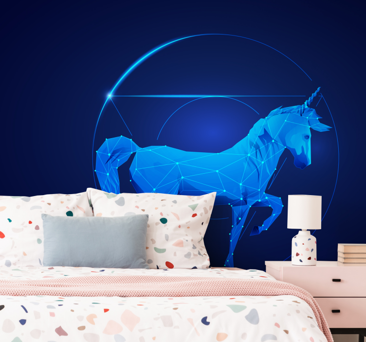 Wall mural fantasy geometric unicorn artwork - TenStickers