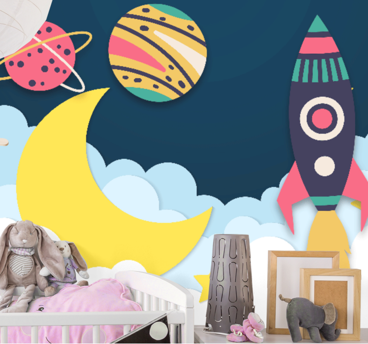 Wall mural fantasy rocket among planets - TenStickers