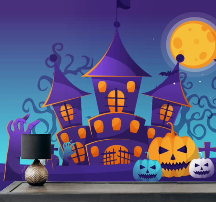 Wall mural halloween haunted castle scene - TenStickers