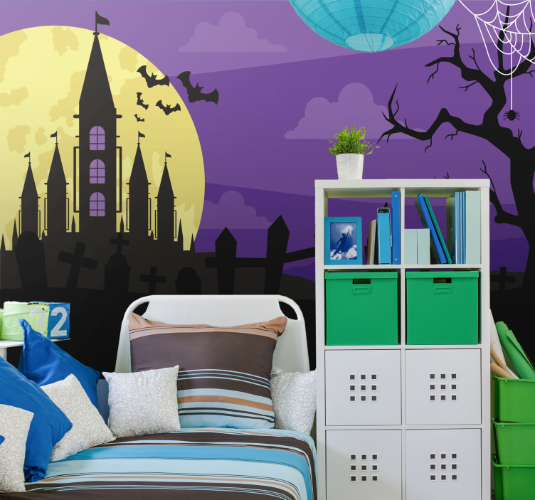 Wall mural halloween spooky castle scene - TenStickers