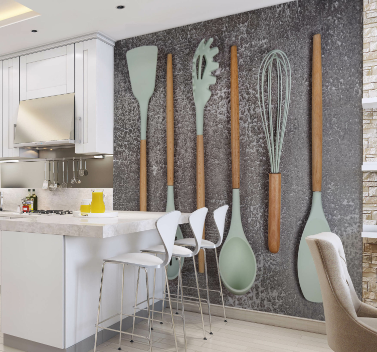 Wall mural kitchen functional cooking tools - TenStickers