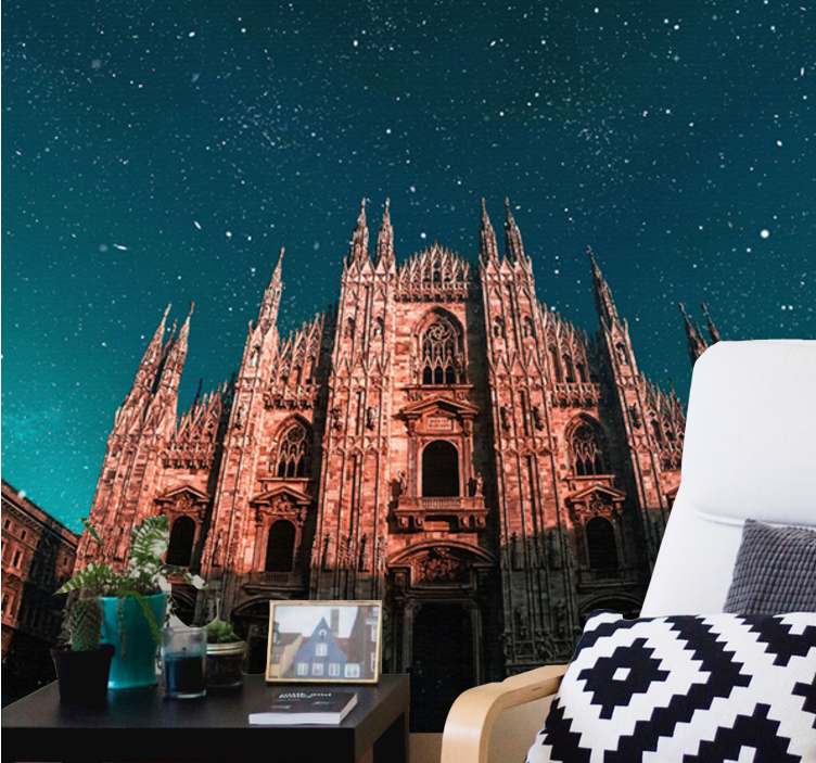 Wall mural madrid milan cathedral night scene - TenStickers