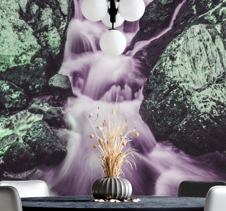 Wall mural mountain flowing waterfalls design - TenStickers