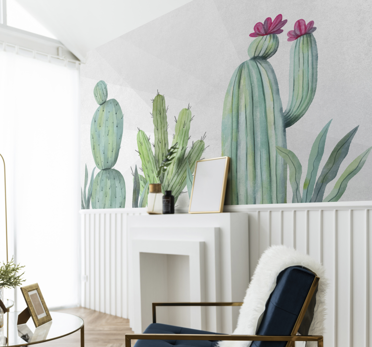 Wall mural nature cactus floral design - TenStickers