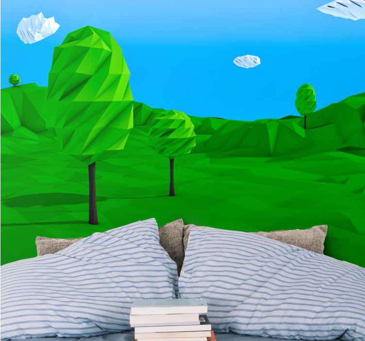 Wall mural nature geometric green landscape - TenStickers