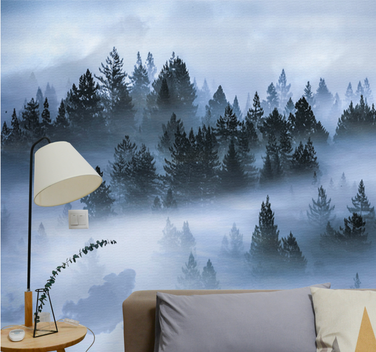 Wall mural nature hazy evergreen forest - TenStickers