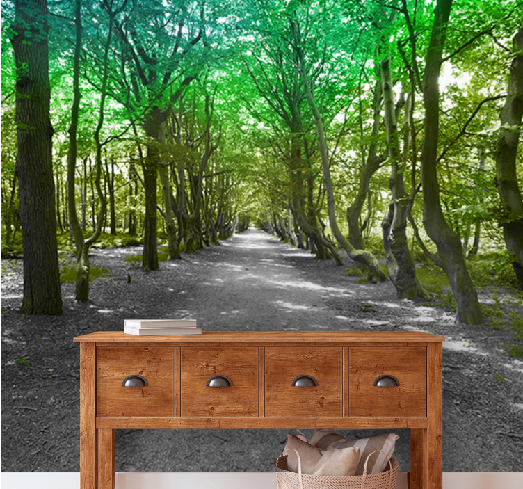 Wall mural nature lush tree path - TenStickers