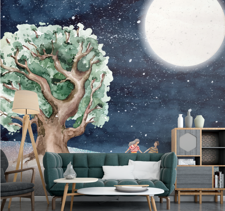 Wall mural nature moonlit tree adventure - TenStickers
