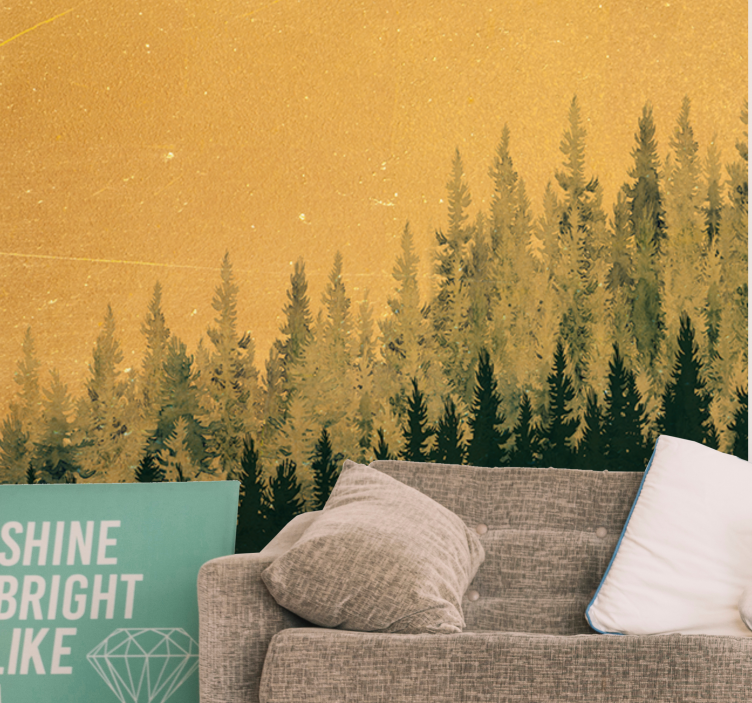 Wall mural nature pine tree silhouette - TenStickers