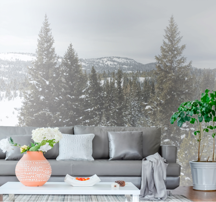 Wall mural nature snowy evergreen landscape - TenStickers