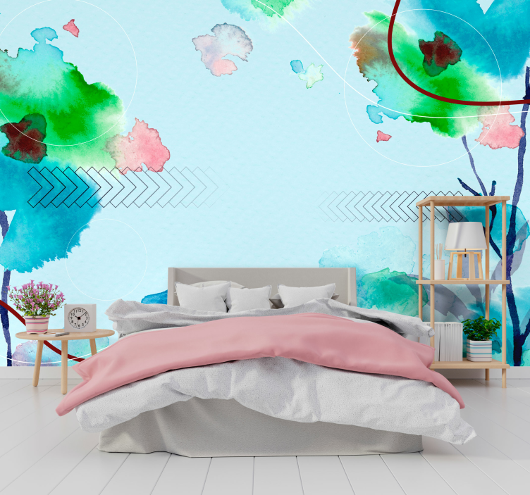 Wall mural nature soft watercolor greens - TenStickers