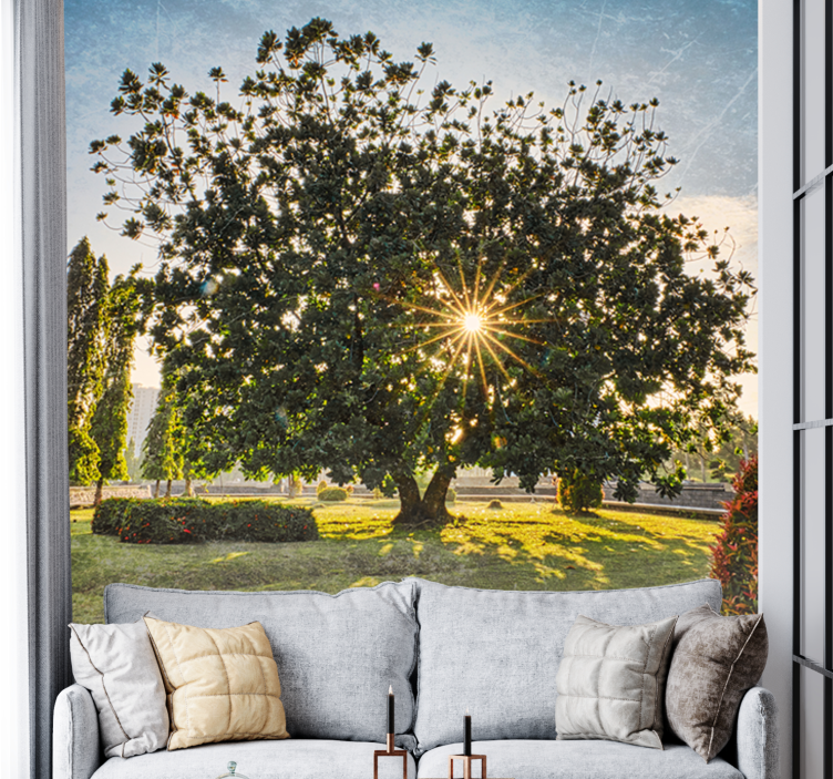 Wall mural nature sunny tree landscape - TenStickers
