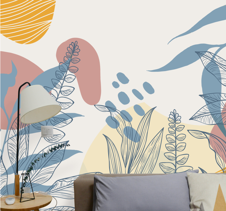 Wall mural nature with stylized botanical designs - TenStickers