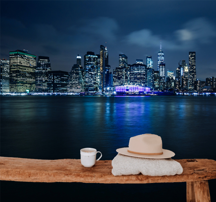 Wall mural new york cityscape at night - TenStickers