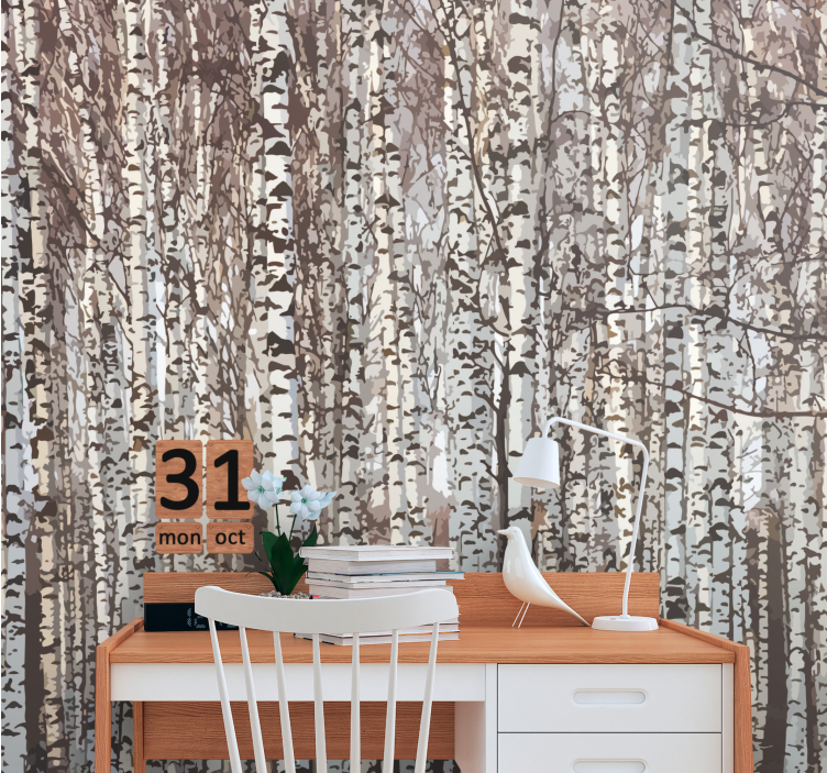 Wall mural trees birch tree forest - TenStickers