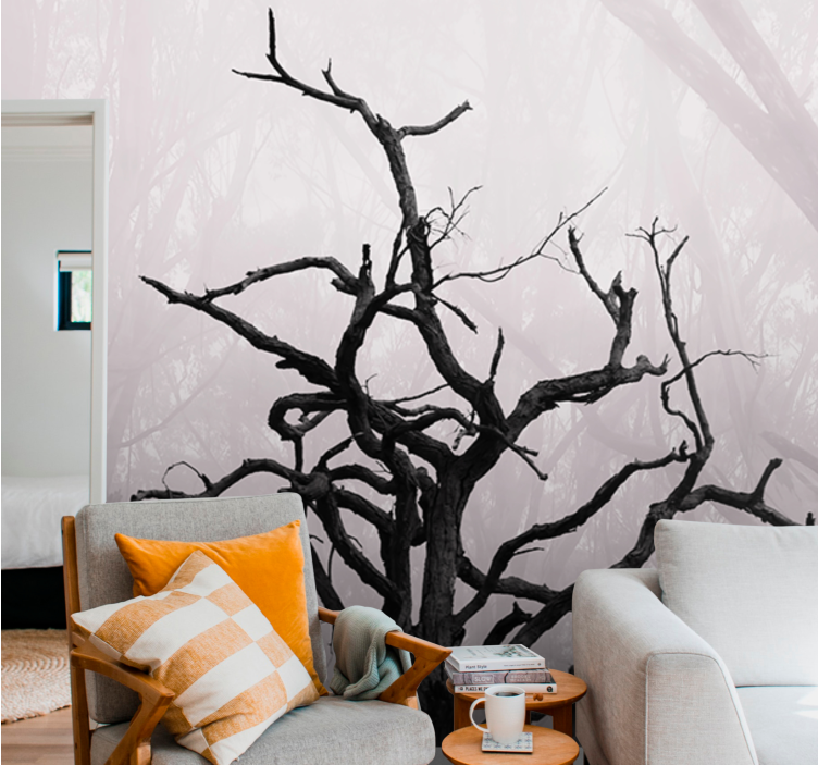 Wall mural trees intricate branches silhouette - TenStickers