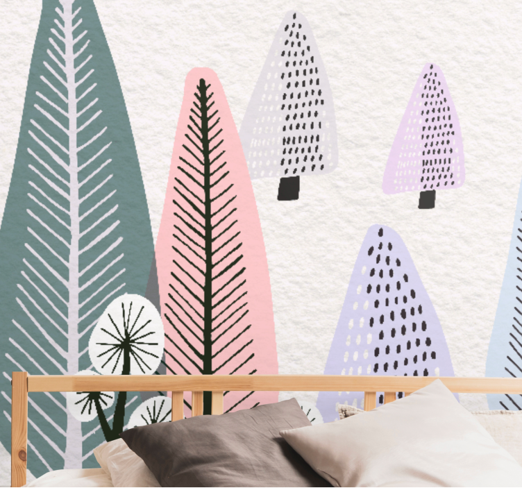 Wall mural trees with decorative leaf patterns - TenStickers